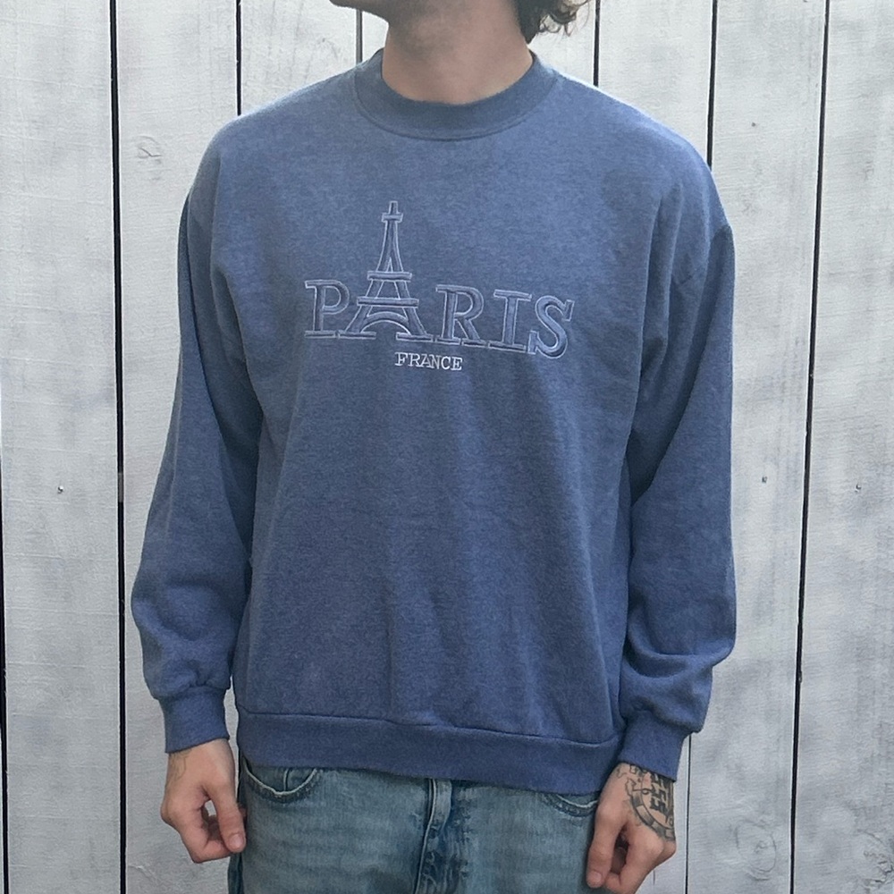 Blue Paris Embroidered Men's Sweater